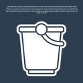 Blue line Bucket icon isolated on blue background. Vector