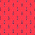 Blue line Bullet icon isolated seamless pattern on red background. Vector Royalty Free Stock Photo