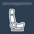 Blue line Car seat icon isolated on blue background. Car armchair. Vector Royalty Free Stock Photo