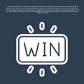 Blue line Casino win icon isolated on blue background. Vector