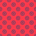 Blue line Celsius icon isolated seamless pattern on red background. Vector