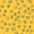Blue line Cement bag icon isolated seamless pattern on yellow background. Vector Illustration