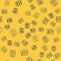 Blue line Chemistry report icon isolated seamless pattern on yellow background. Vector Royalty Free Stock Photo