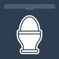 Blue line Chicken egg on a stand icon isolated on blue background. Vector