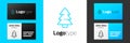 Blue line Christmas tree icon isolated on white background. Merry Christmas and Happy New Year. Logo design template Royalty Free Stock Photo