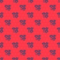 Blue line Cloning icon isolated seamless pattern on red background. Genetic engineering concept. Vector Royalty Free Stock Photo