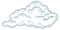 Blue line cloud. Fluffy air fliying element Royalty Free Stock Photo