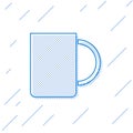 Blue line Coffee cup icon isolated on white background. Tea cup. Hot drink coffee. Vector Illustration Royalty Free Stock Photo