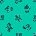 Blue line Computer api interface icon isolated seamless pattern on green background. Application programming interface Royalty Free Stock Photo