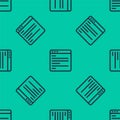 Blue line Computer api interface icon isolated seamless pattern on green background. Application programming interface Royalty Free Stock Photo