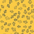 Blue line Computer api interface icon isolated seamless pattern on yellow background. Application programming interface Royalty Free Stock Photo