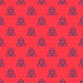 Blue line Cyclops icon isolated seamless pattern on red background. Vector