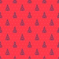 Blue line Dart arrow icon isolated seamless pattern on red background. Vector Illustration