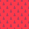 Blue line Dart arrow icon isolated seamless pattern on red background. Vector Illustration
