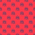 Blue line Data analysis icon isolated seamless pattern on red background. Business data analysis process, statistics Royalty Free Stock Photo