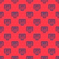 Blue line Data analysis icon isolated seamless pattern on red background. Business data analysis process, statistics Royalty Free Stock Photo