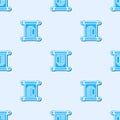 Blue line Decree, paper, parchment, scroll icon icon isolated seamless pattern on grey background. Chinese scroll