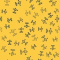 Blue line Disassembled robot icon isolated seamless pattern on yellow background. Artificial intelligence, machine