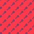 Blue line DNA research, search icon isolated seamless pattern on red background. Magnifying glass and dna chain. Genetic Royalty Free Stock Photo