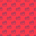 Blue line Document folder icon isolated seamless pattern on red background. Accounting binder symbol. Bookkeeping Royalty Free Stock Photo