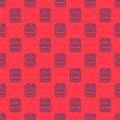 Blue line Dossier folder icon isolated seamless pattern on red background. Vector