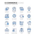 Blue Line E-Commerce Icons Royalty Free Stock Photo