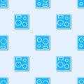 Blue line Electric stove icon isolated seamless pattern on grey background. Cooktop sign. Hob with four circle burners Royalty Free Stock Photo