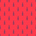 Blue line Electric toothbrush icon isolated seamless pattern on red background. Vector Royalty Free Stock Photo