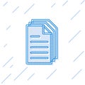 Blue line File document icon isolated on white background. Checklist icon. Business concept. Vector