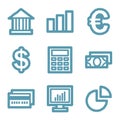 Blue line finance icons Royalty Free Stock Photo