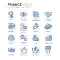 Blue Line Finance Icons Royalty Free Stock Photo