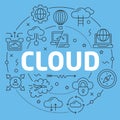 Blue Line Flat Circle illustration cloud Royalty Free Stock Photo