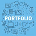 Blue Line Flat Circle illustration portfolio Royalty Free Stock Photo
