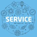 Blue Line Flat Circle illustration service Royalty Free Stock Photo