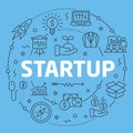 Blue Line Flat Circle illustration Startup Royalty Free Stock Photo