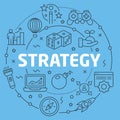 Blue Line Flat Circle illustration strategy Royalty Free Stock Photo
