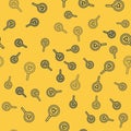 Blue line Flea search icon isolated seamless pattern on yellow background. Vector