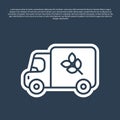 Blue line Flour truck icon isolated on blue background. Vector