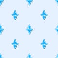 Blue line Funnel or filter and motor oil drop icon isolated seamless pattern on grey background. Vector