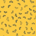 Blue line Gender icon isolated seamless pattern on yellow background. Symbols of men and women. Sex symbol. Vector