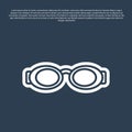 Blue line Glasses for swimming icon isolated on blue background. Swimming goggles. Diving underwater equipment. Vector Royalty Free Stock Photo