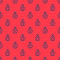 Blue line Global technology or social network icon isolated seamless pattern on red background. Vector Royalty Free Stock Photo