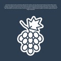 Blue line Grape fruit icon isolated on blue background. Vector