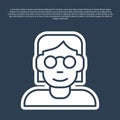 Blue line Hacker or coder icon isolated on blue background. Programmer developer working on code, coding, testing Royalty Free Stock Photo