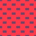 Blue line Heating radiator icon isolated seamless pattern on red background. Vector Royalty Free Stock Photo