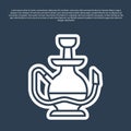 Blue line Hookah icon isolated on blue background. Vector