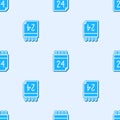 Blue line Independence day of Ukraine celebration on August 24 icon isolated seamless pattern on grey background. Vector