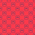 Blue line Inductor in electronic circuit icon isolated seamless pattern on red background. Vector