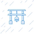 Blue line Japan Gate icon isolated on white background. Torii gate sign. Japanese traditional classic gate symbol Royalty Free Stock Photo