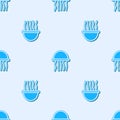 Blue line Jellyfish icon isolated seamless pattern on grey background. Vector.